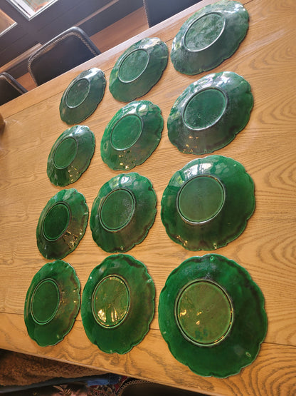 12 assiettes Rigal & Sanejouand faïencerie Clairefontaine en barbotine - Ref 631