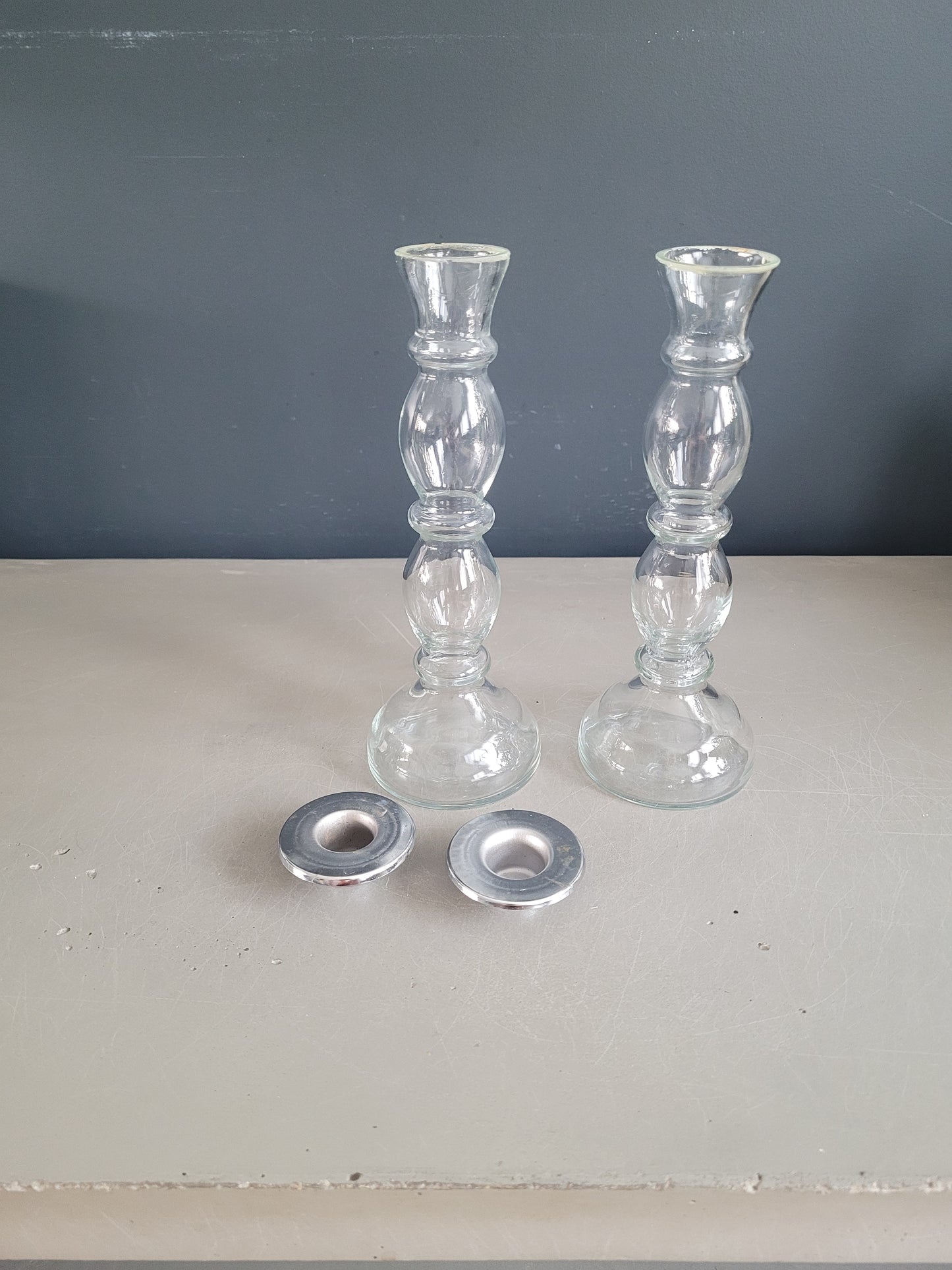Paire de bougeoirs en verre - Ref 510