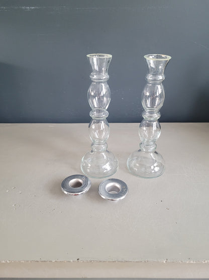 Paire de bougeoirs en verre - Ref 510