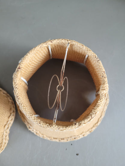 Paire d'abat-jour vintages en toile de jute - Ref 448