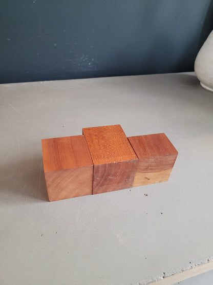 Trio de bougeoirs vintages en teck - Ref 774