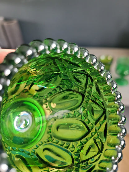 Ensemble de 6 verres en verre moulé vert - Ref 512