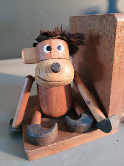 Paire de serre-livres scandinaves singes vintage - Ref 732