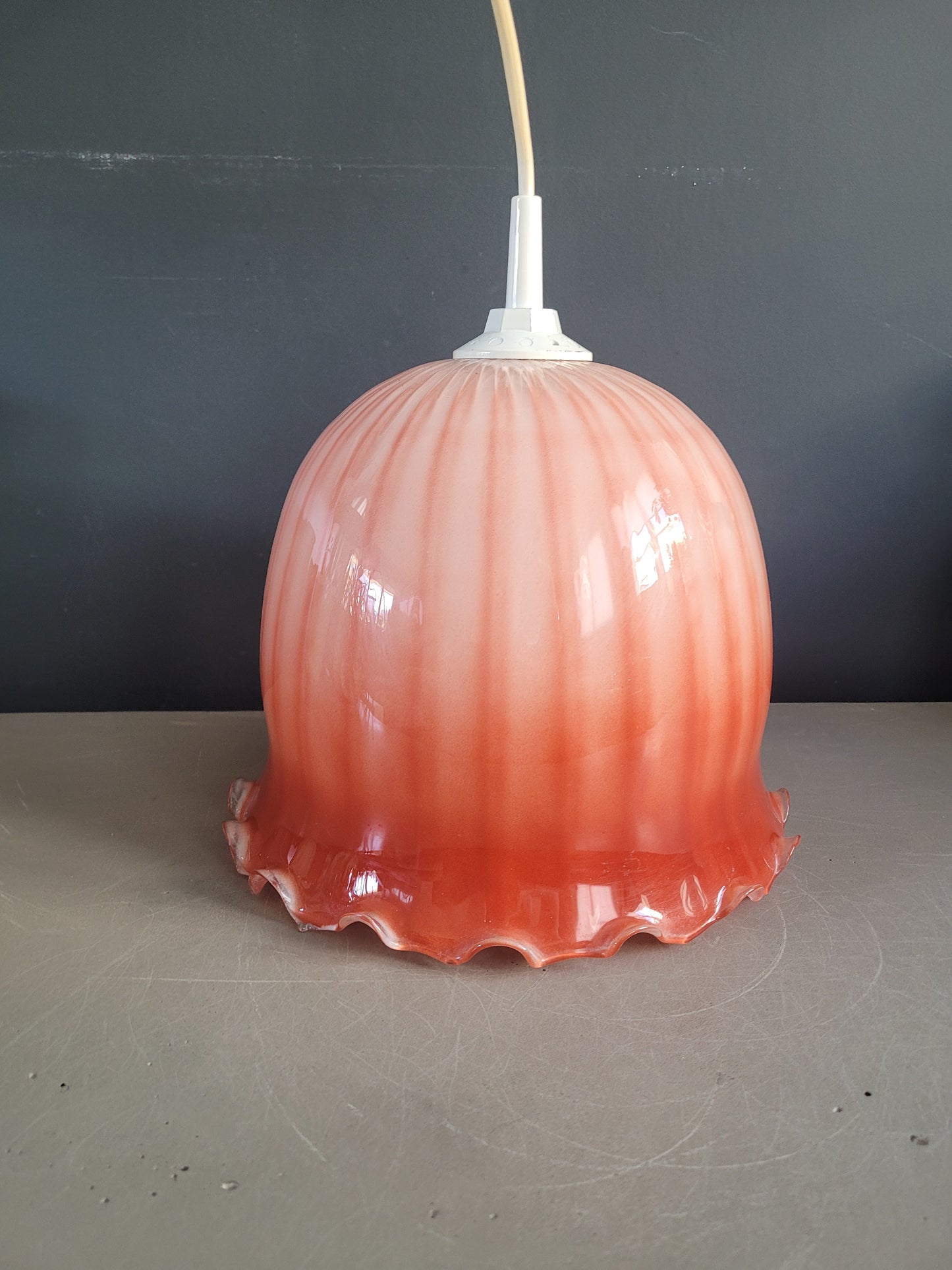 Suspension tulipe bicolore en verre - Ref 887
