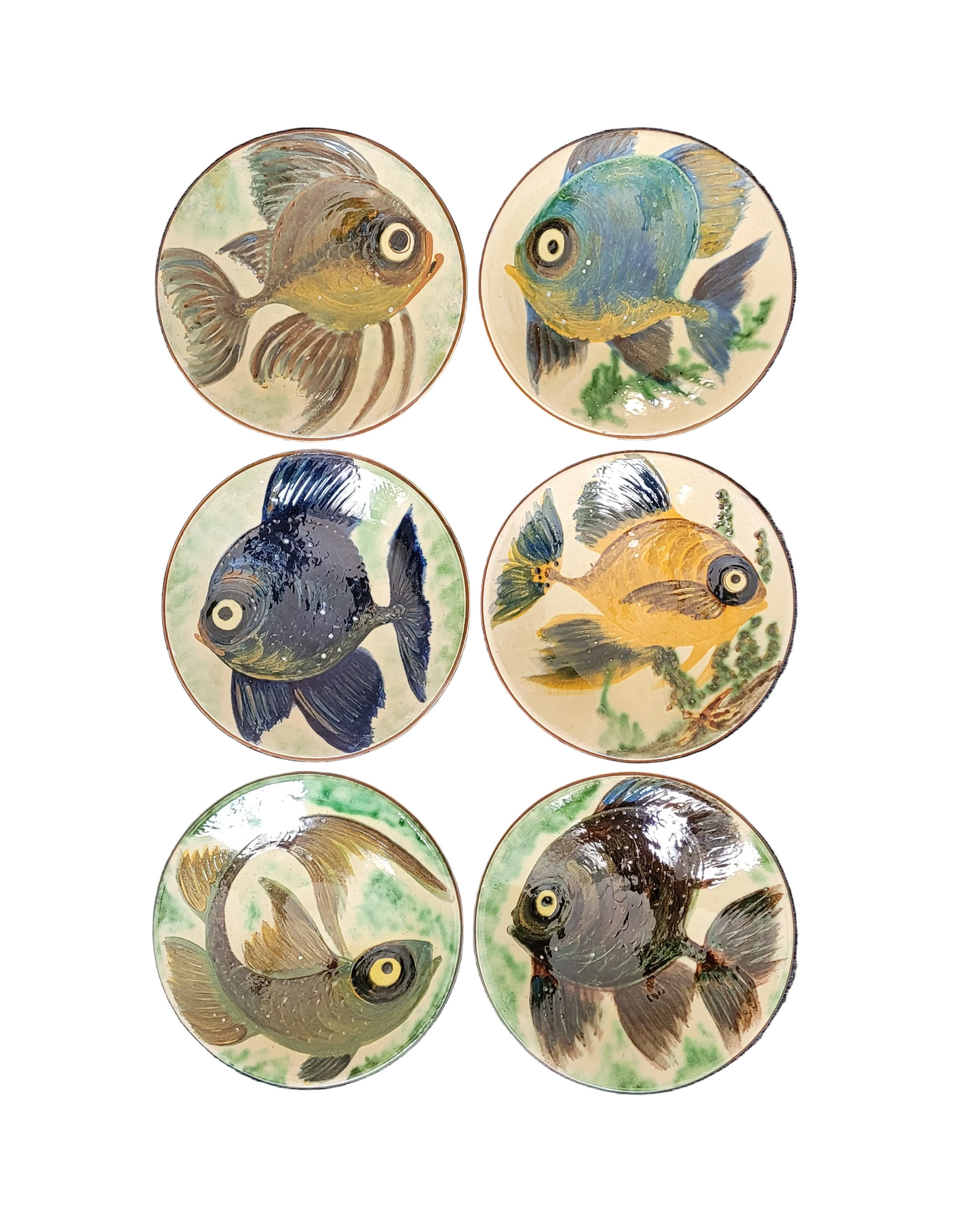 Série de 6 assiettes Puigdemont motifs poissons - Ref 1049