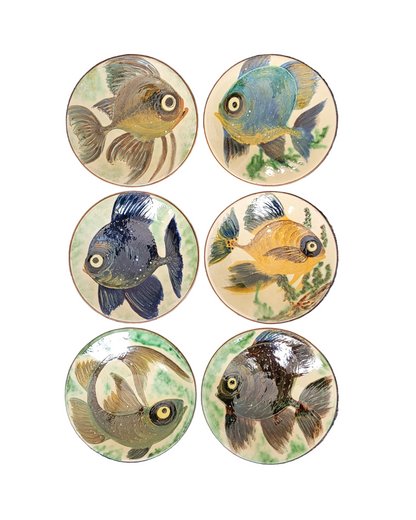 Série de 6 assiettes Puigdemont motifs poissons - Ref 1049