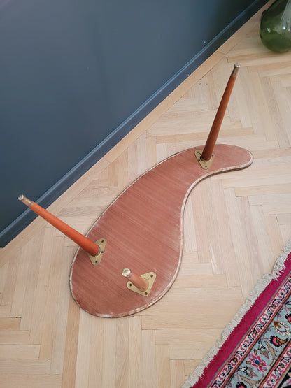 Table basse haricot années 50 en loupe d'orme - Ref 637