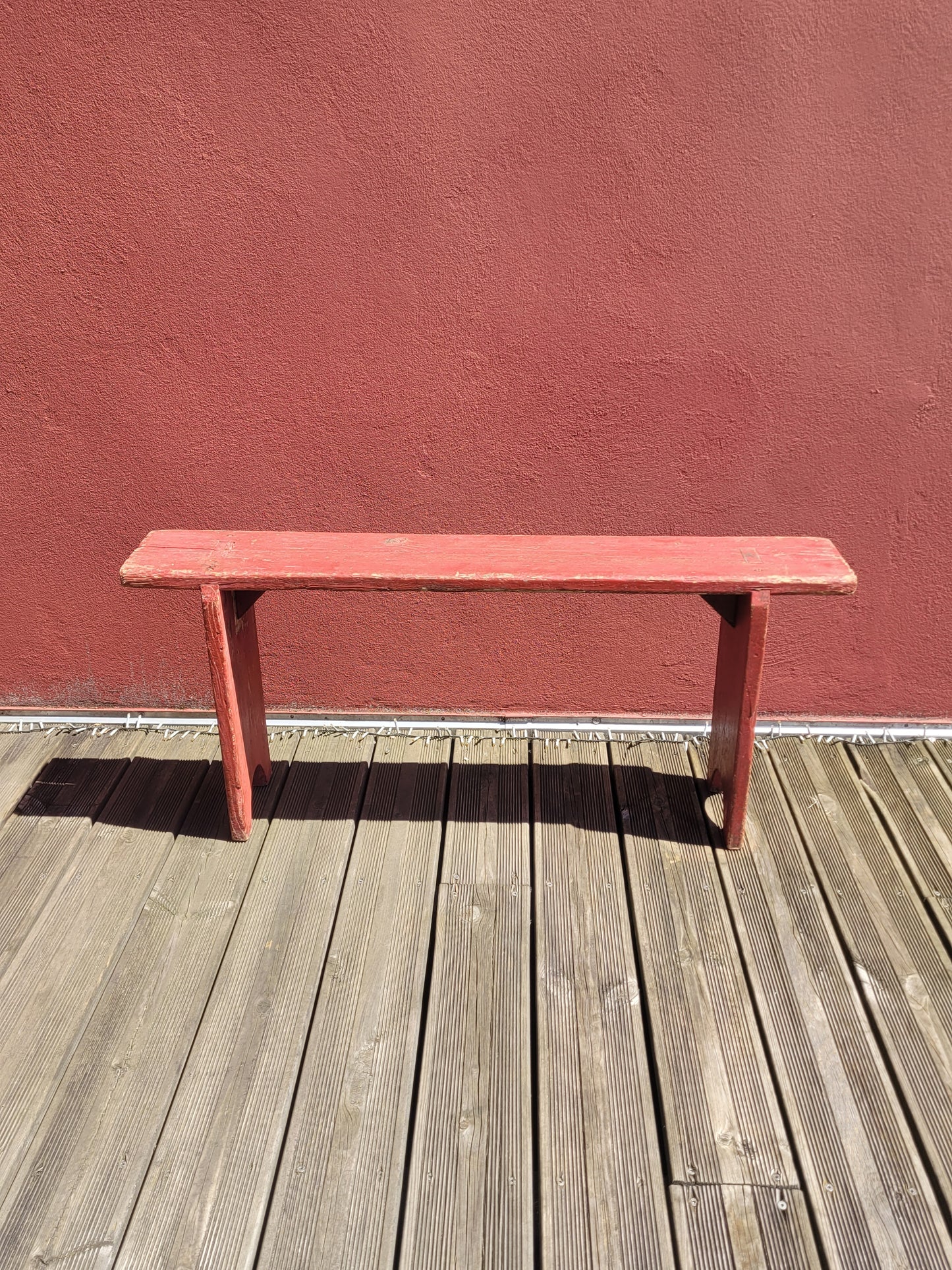 Banc ancien en bois peint en rouge - Ref 1261