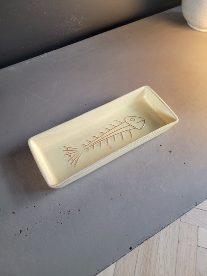 Ravier poisson en céramique jaune - Ref 786