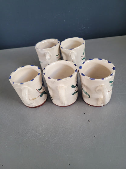 5 tasses en céramique émaillée  - Ref 524