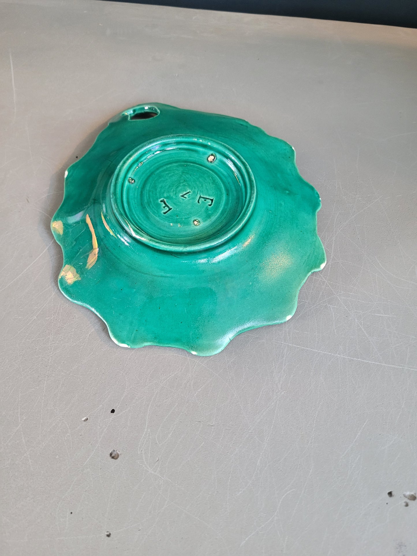 Vide-poche feuille en céramique verte - Ref 534