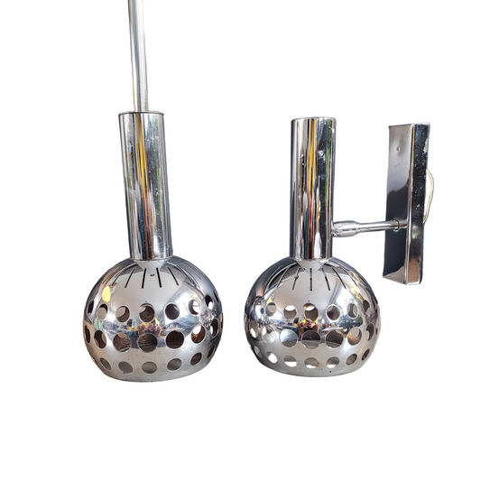 Ensemble applique + suspension vintages chromées - Ref 650