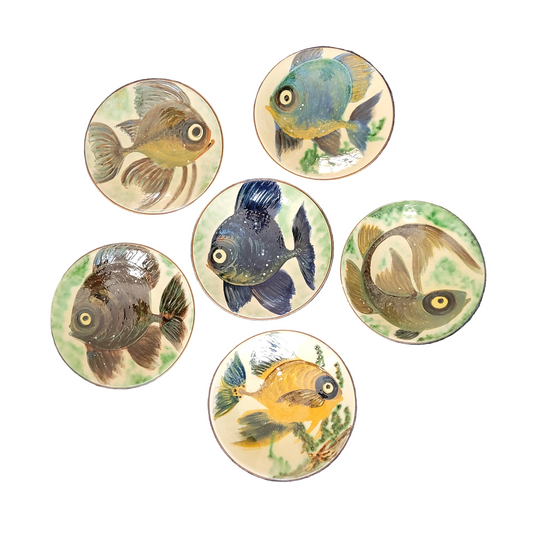 Série de 6 assiettes Puigdemont motifs poissons - Ref 1049