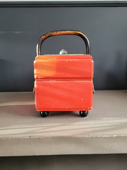 Travailleuse vintage en bois peint - Boîte à couture - Ref 495
