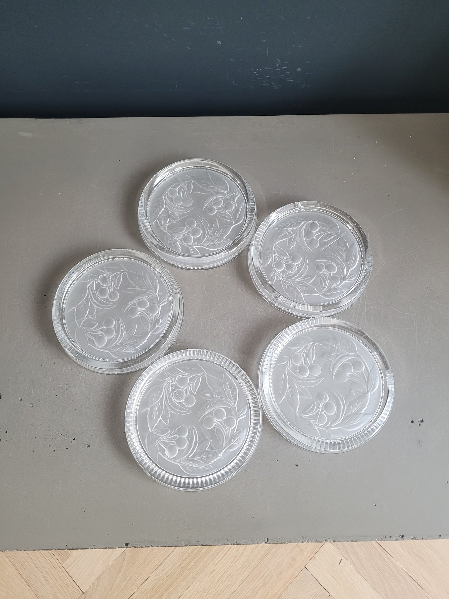 Lot de 5 dessous de bouteilles en verre - Ref 393