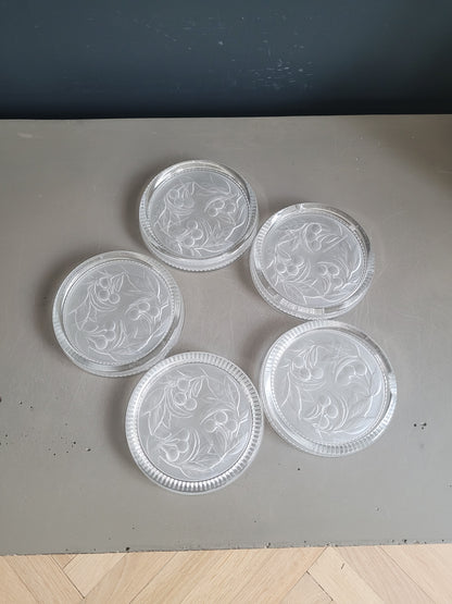 Lot de 5 dessous de bouteilles en verre - Ref 393