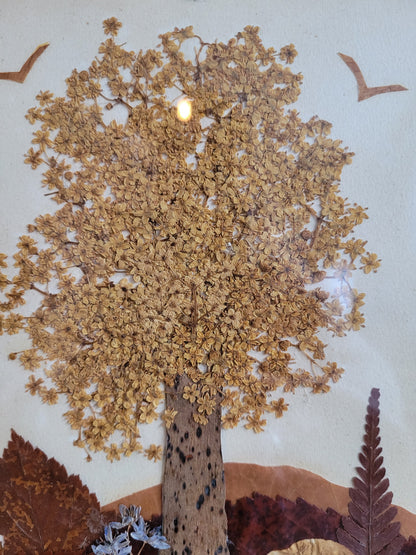 Composition florale sous verre, fleurs séchées - Ref 611