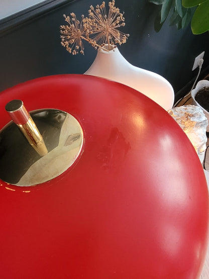 Lampe à poser vintage, abat-jour cloche et pied laiton - Ref 824