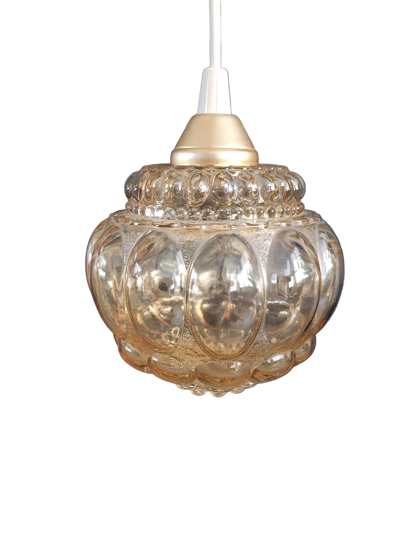 Suspension vintage en verre moulé ambré - Ref 888