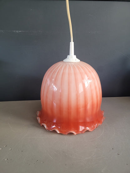 Suspension tulipe bicolore en verre - Ref 887
