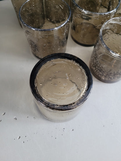 Serie de 10 verres en verre bullé fumé - Ref 499