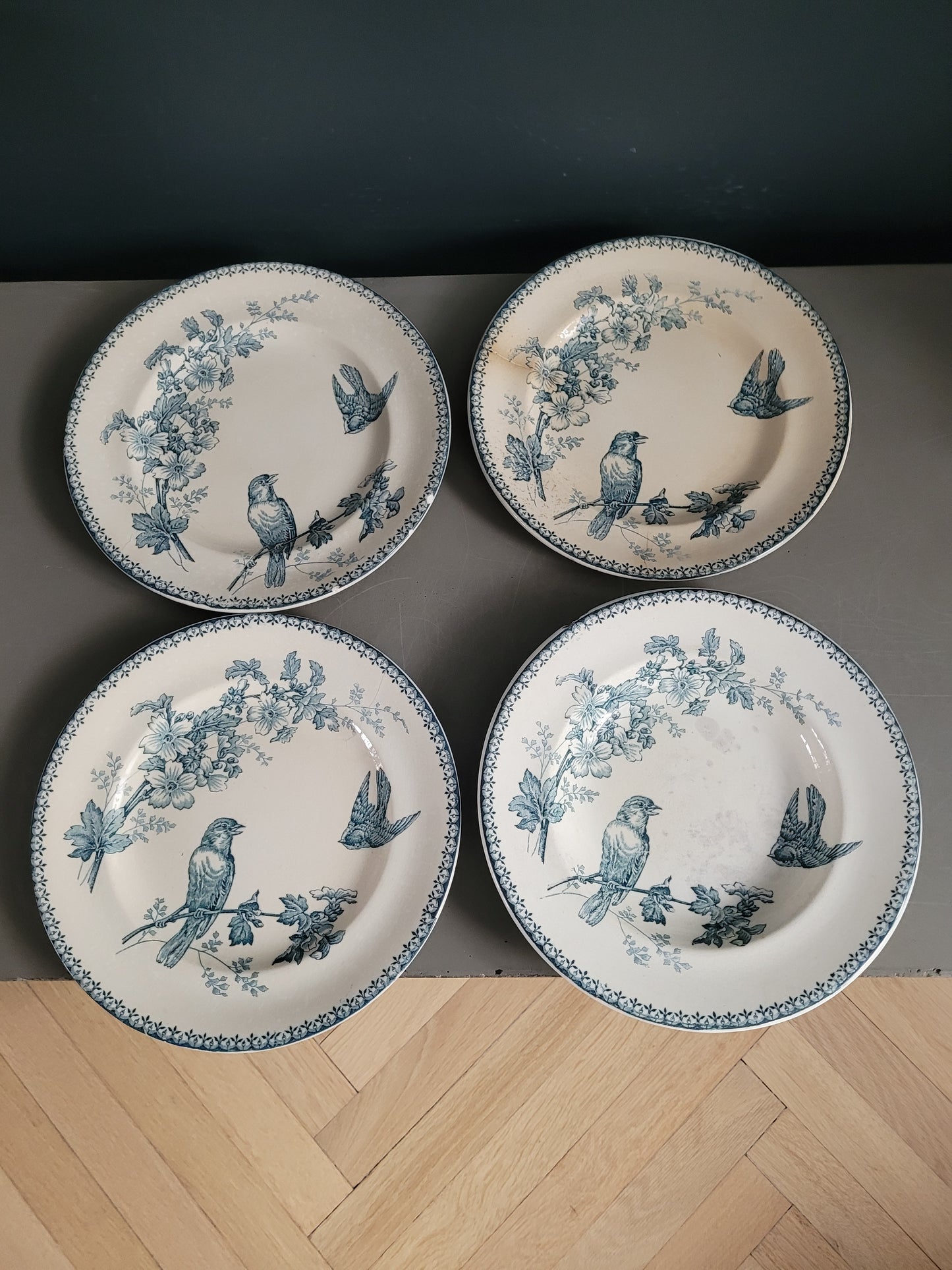 Longwy - 4 assiettes collection Mésange- Ref 545