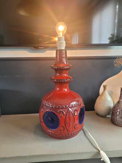 Grand pied de lampe West Germany double éclairage en céramique - Ref 833