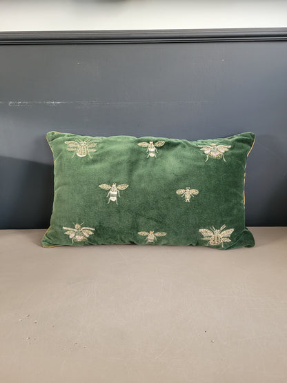 Coussin en velours motifs brodés abeilles- Ref 587
