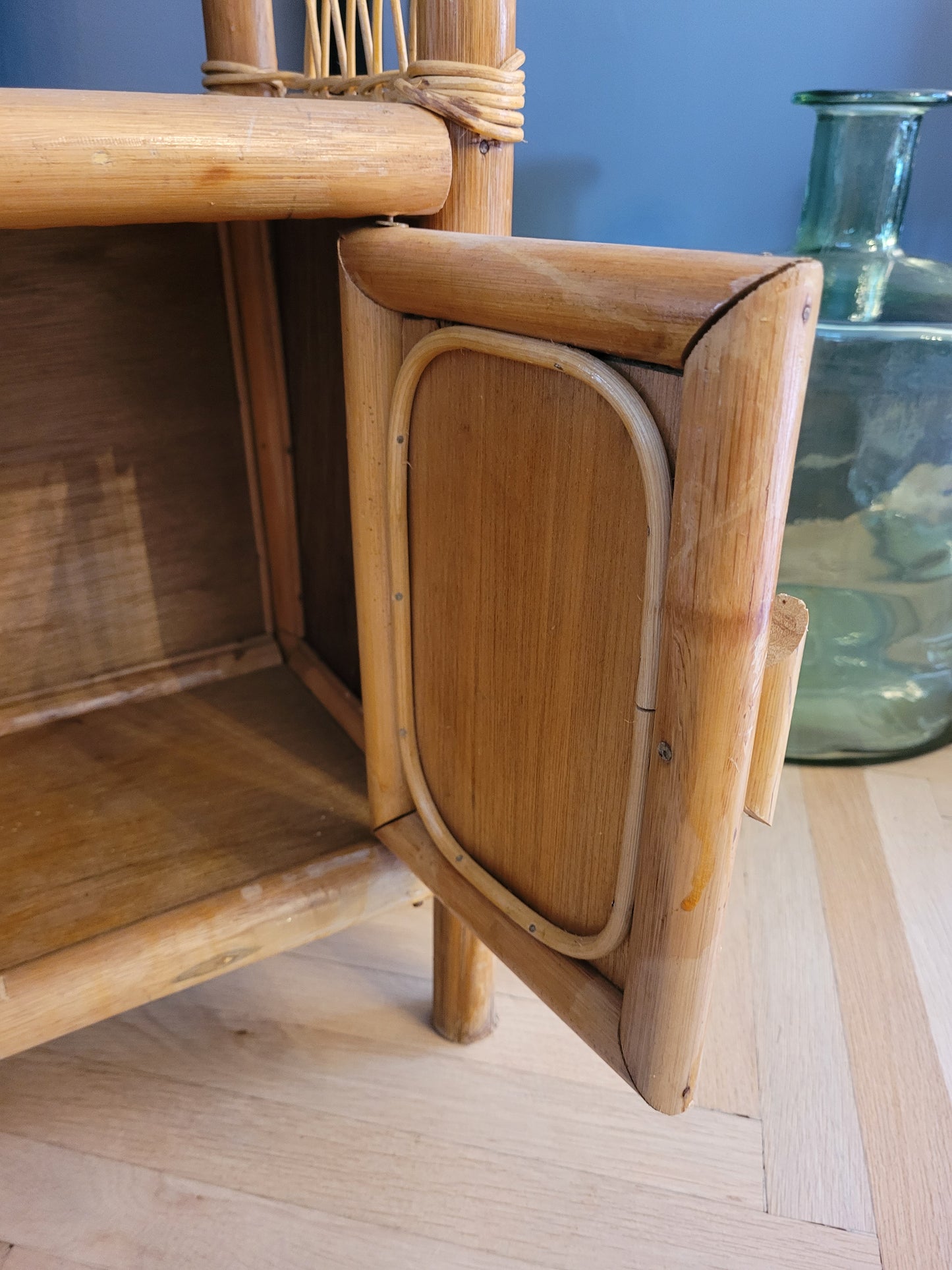 Étagère vintage en bambou et rotin - Ref 691