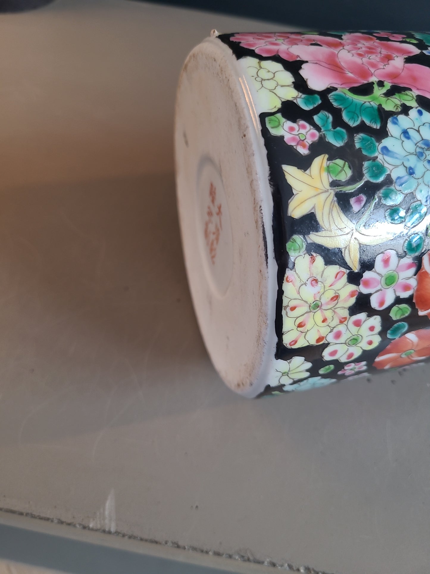 Vase rouleau chinois peint à la main - Ref 620