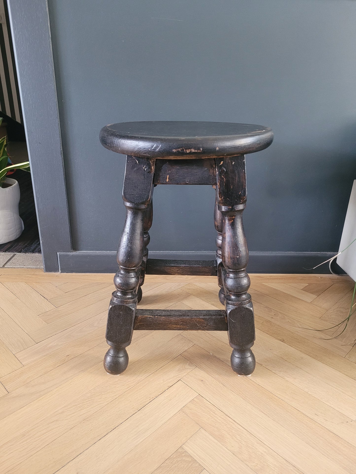Tabouret ancien en bois pieds tournés - Ref 964
