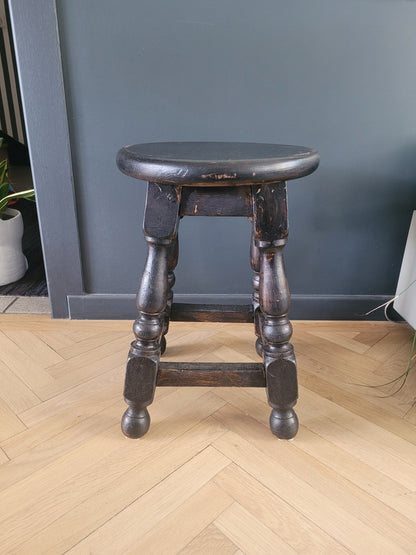 Tabouret ancien en bois pieds tournés - Ref 964