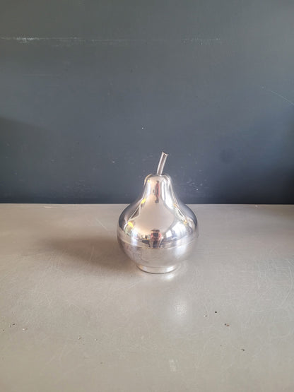 Boîte mini-bar poire en métal argenté- Ref 689