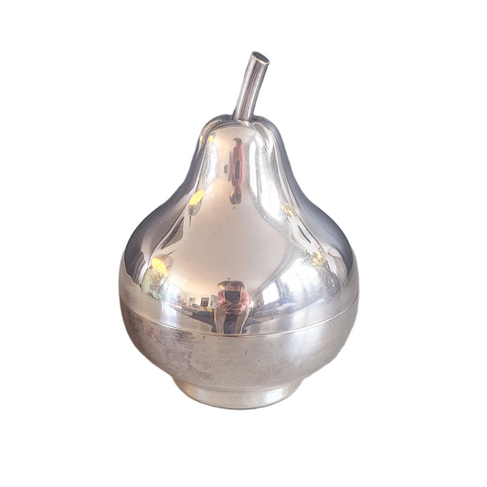 Boîte mini-bar poire en métal argenté- Ref 689