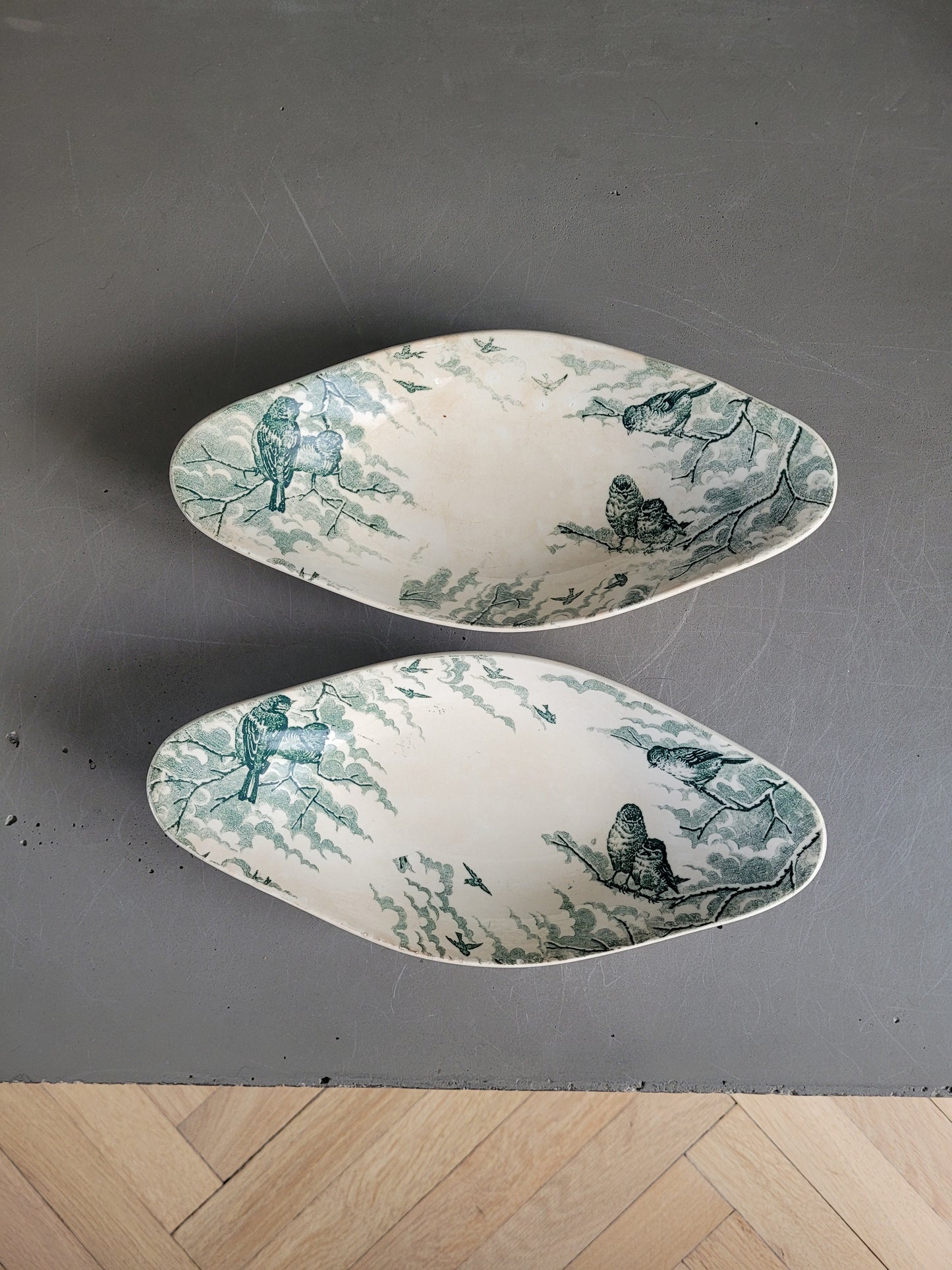 Paire de raviers terre de fer Sarreguemines modèle Neige - Ref 847