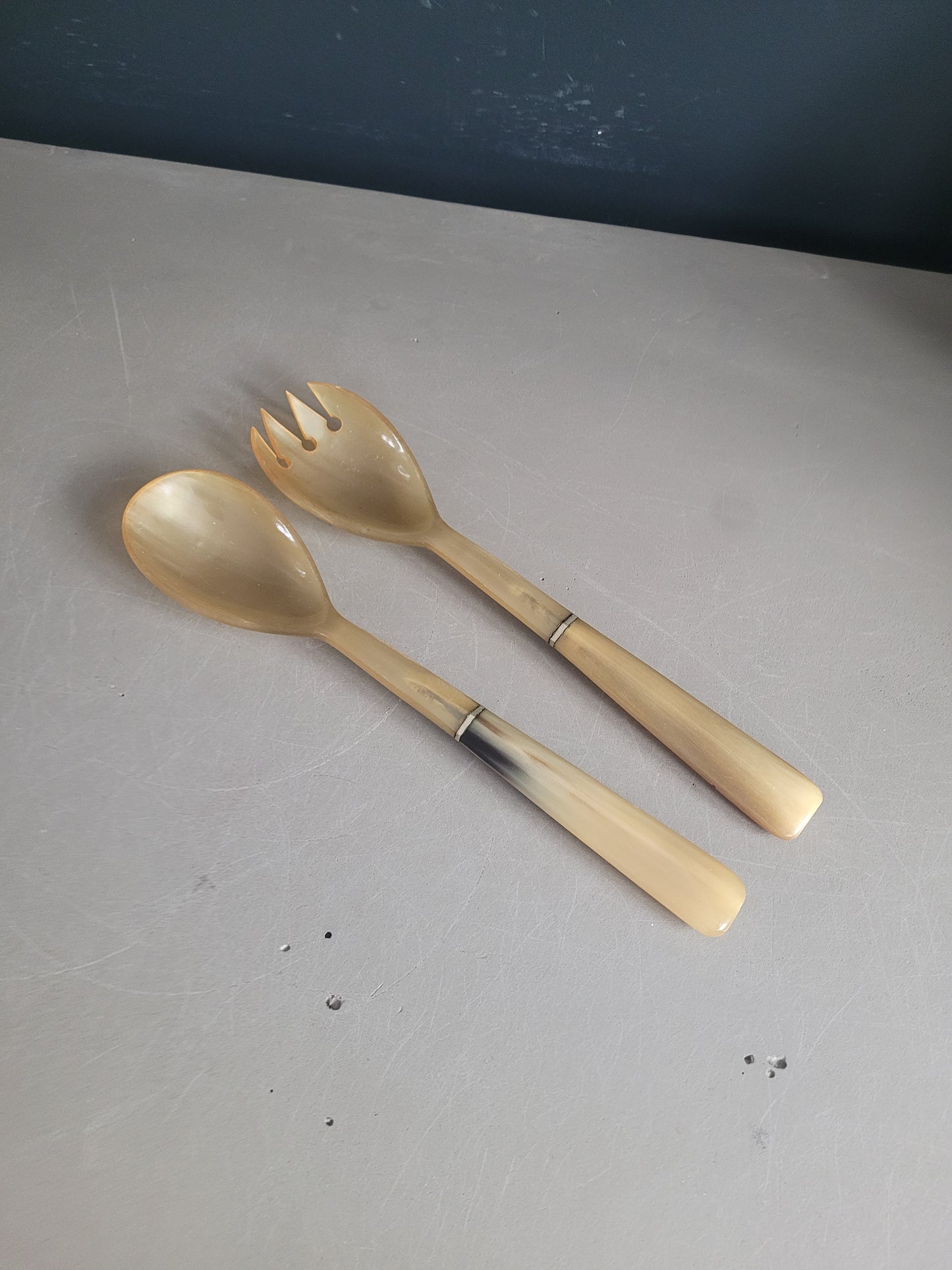 Paire de couverts à salade en corne - Ref 976