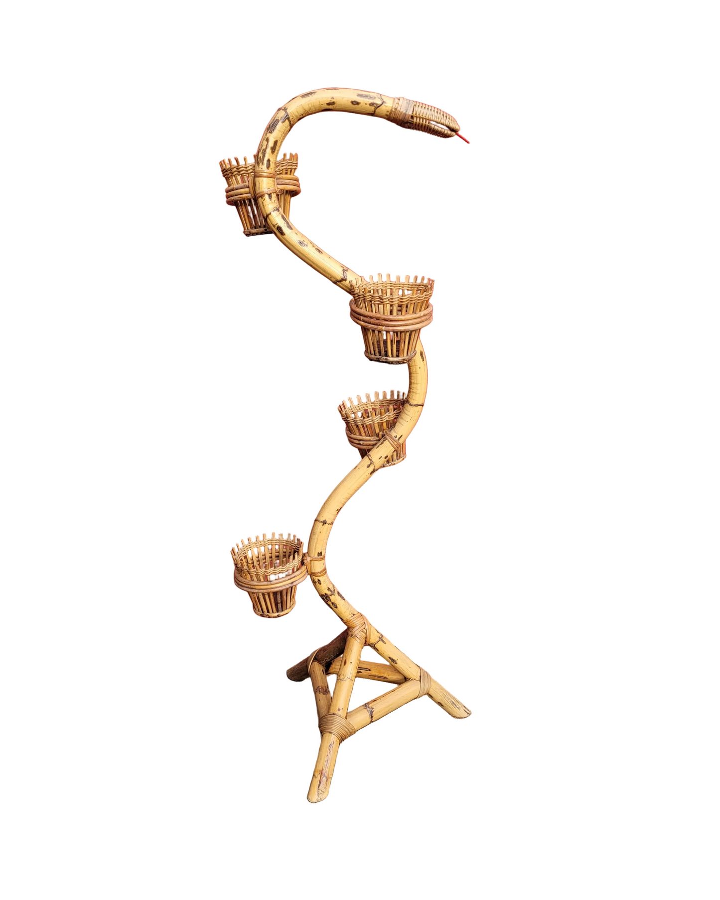 Porte-plantes serpent en bambou vintage - Ref 859