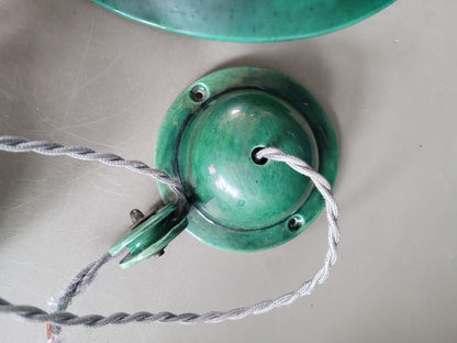 Suspension à poulies en céramique émaillée verte - Ref 641