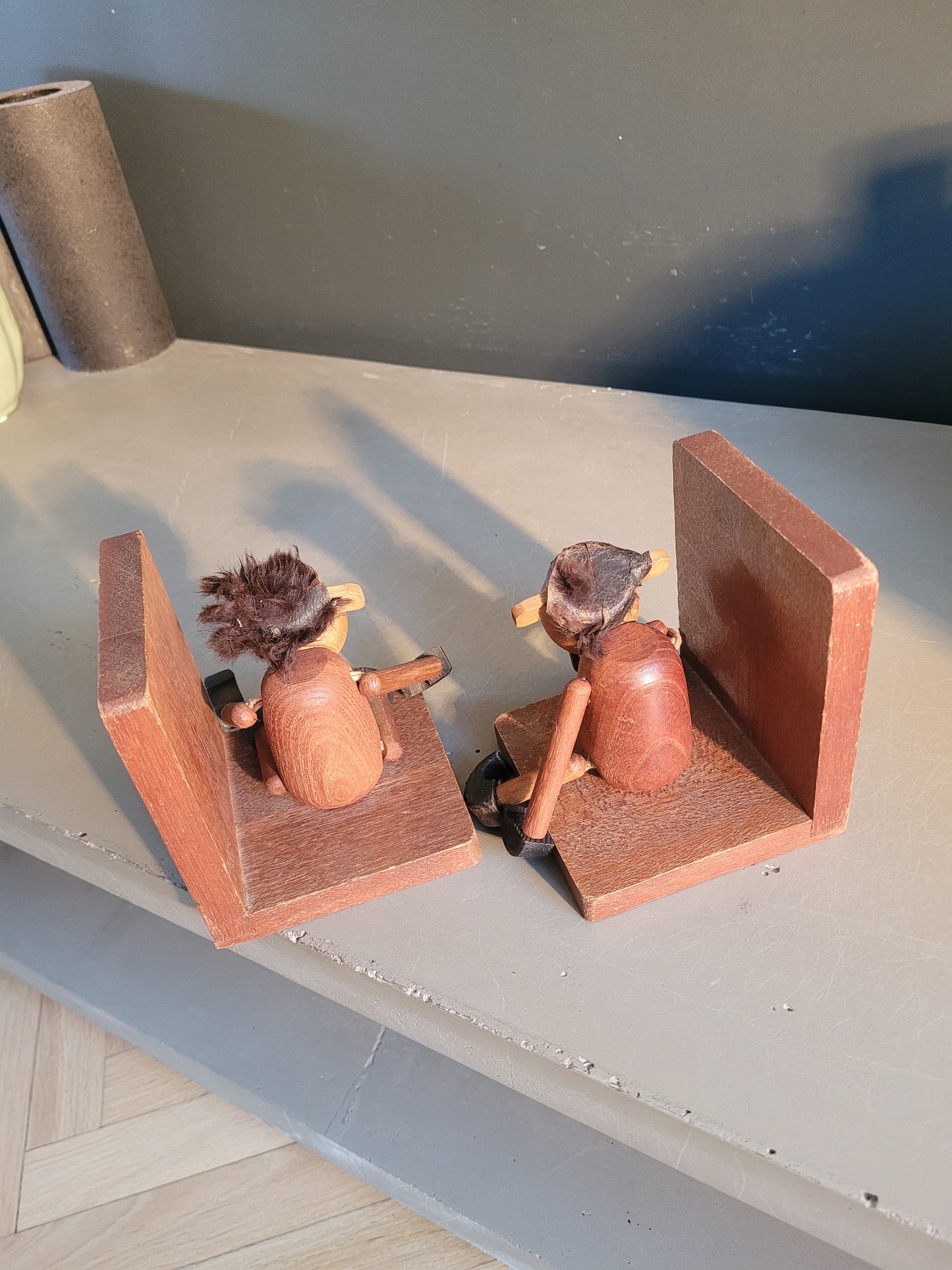 Paire de serre-livres scandinaves singes vintage - Ref 732