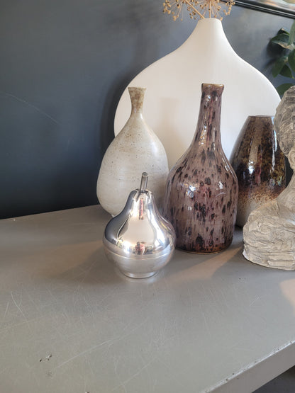 Boîte mini-bar poire en métal argenté- Ref 689