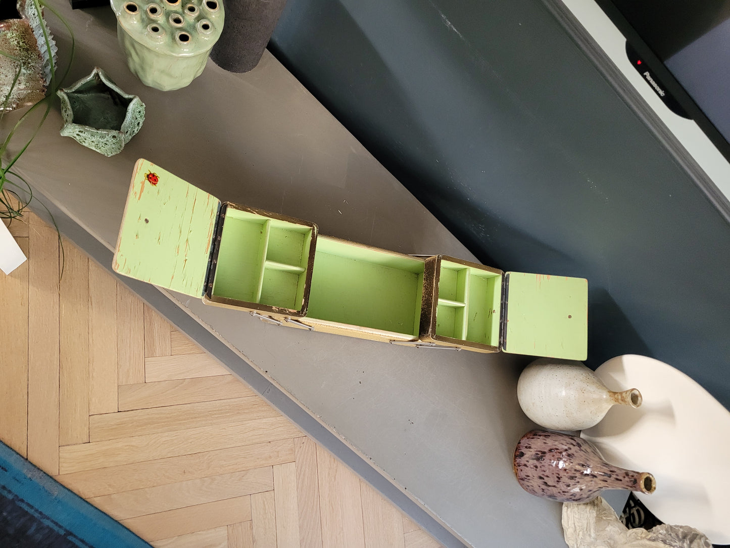 Travailleuse en bois vintage - Boîte à couture- Ref 814