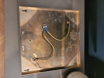 Plafonnier italien en verre bicolore et plaqué or - ref 667