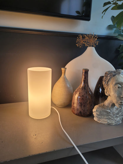 Lampe à poser contemporaine en verre dépoli blanc - Ref 750