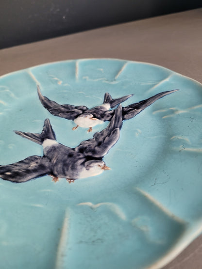 Assiette Sarreguemines en barbotine hirondelles - Ref 876