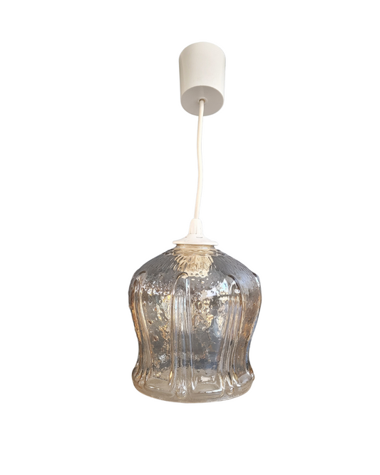 Suspension vintage en verre moulé ambré - Ref 430