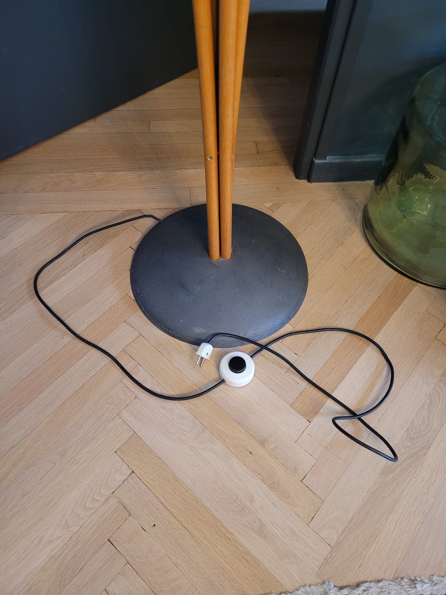 Lampadaire palmier vintage en rotin - Ref 581
