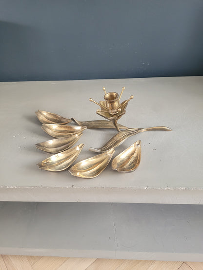 Cendrier-bougeoir fleur en laiton massif - Ref 334