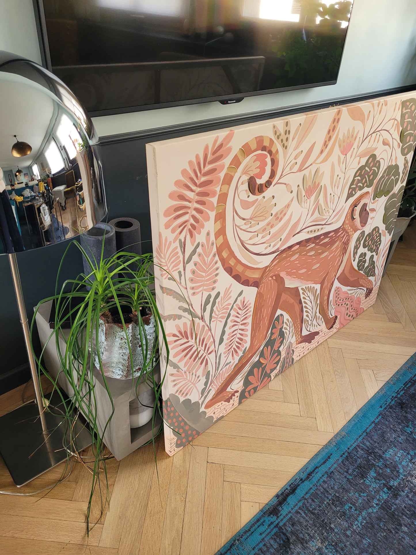 Tableau singe 120x90 - toile sur châssis - Ref 612