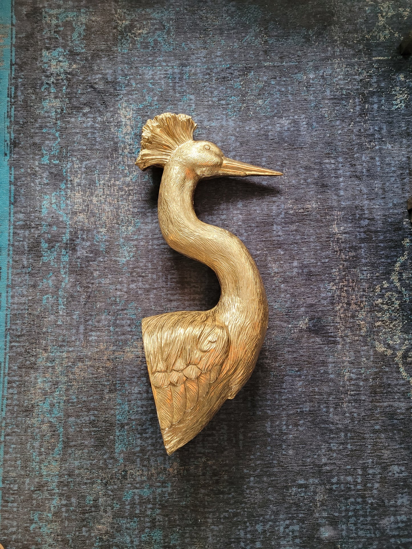 Tête de paon mural doré 85cm - Ref 610