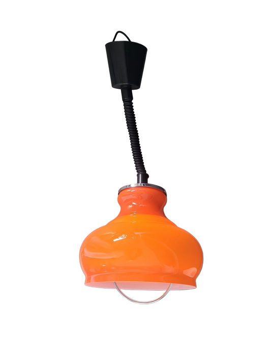 Suspension vintage en verre orange avec système monte et baisse - Ref 968
